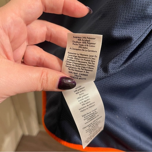 Eddie Bauer Rangefinder Sherpa Fleece Full Zip Up Coat Tan/ Navy size Medium - Picture 10 of 13